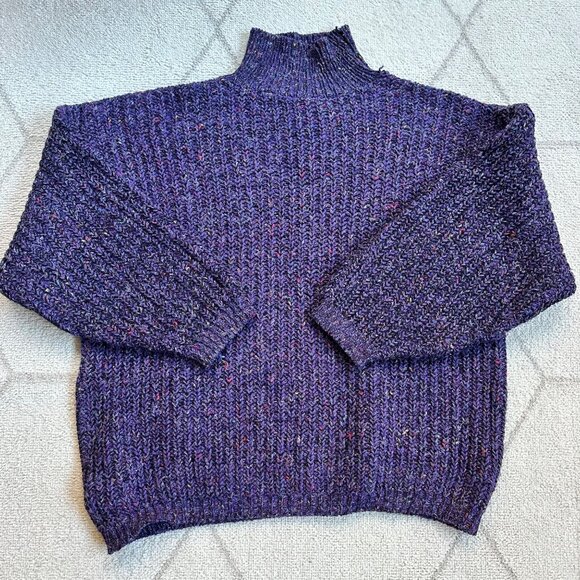 Vintage Urban Outfitters Purple Speckled Dolman Sleeve Turtleneck Sweater - Picture 2 of 8